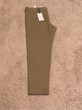 Zara Men's Slim Straight Khaki Chinos - Olive Tan